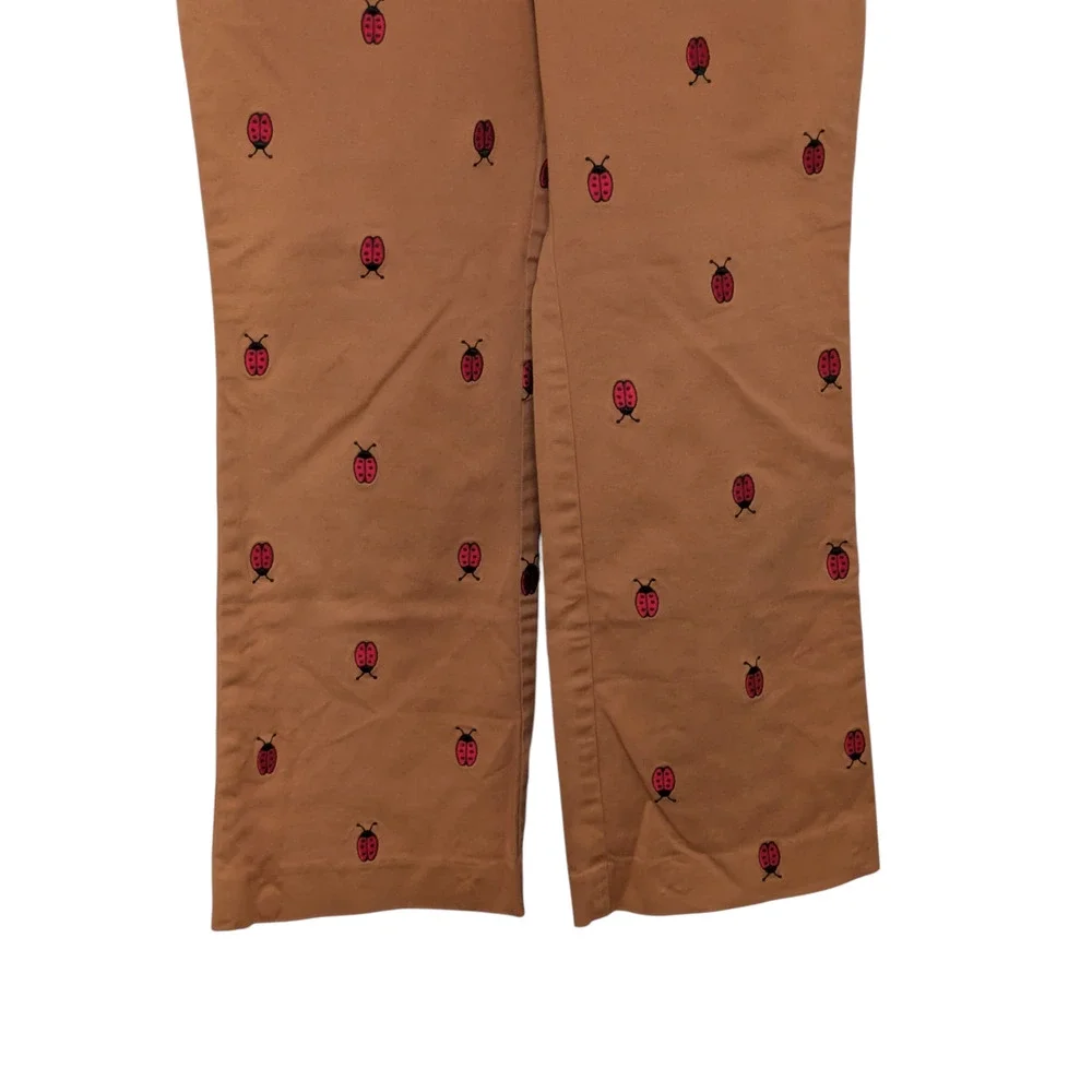 Vintage Label Lilly Pulitzer Size 2 Camel Khaki Lady Bug Embroidered Crop Pants - Picture 4 of 8